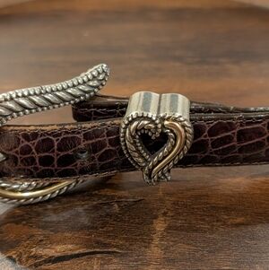 Brighton Brown Leather Belt With Heart Accent .Size M/L